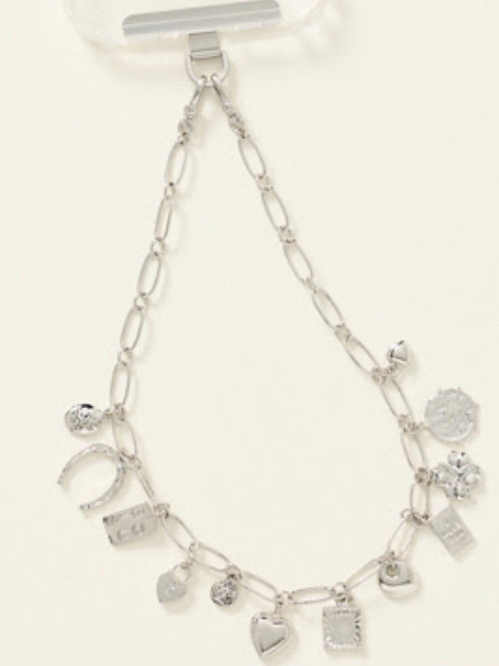 NWT Anthropologie Multi-Charms Silver Phone Chain 14K gold-plated brass